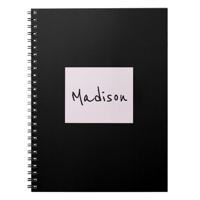 Caderno Espiral Notebook de nome personalizado simples e elegante (Frente)
