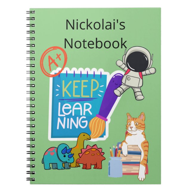 Caderno Espiral Notebook de nome personalizado, Voltar ao notebook (Frente)