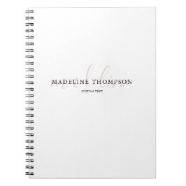 Caderno Espiral Notebook de nome rosa pálido para caligrafia