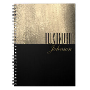 Caderno Espiral Notebook de nome simples amarelo Dourado e preto