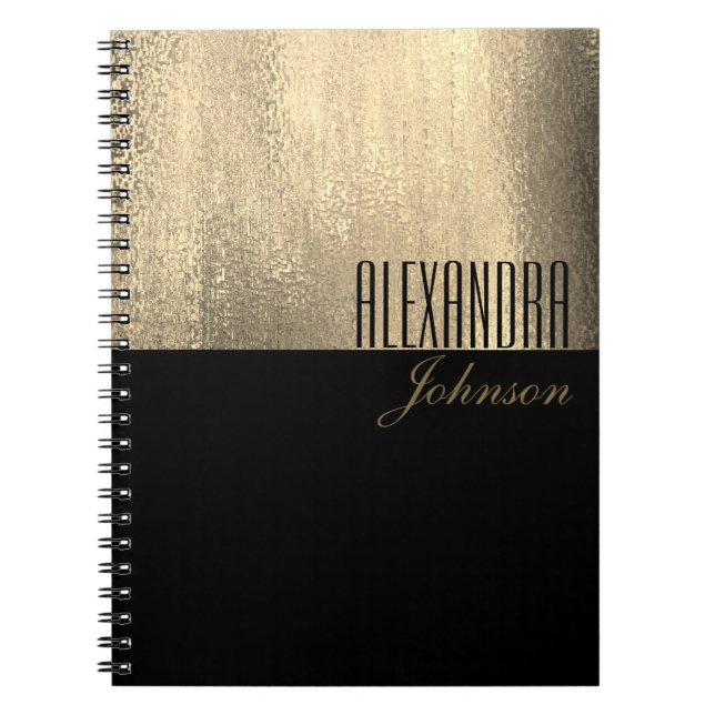 Caderno Espiral Notebook de nome simples amarelo Dourado e preto (Frente)