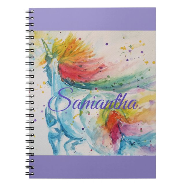 Caderno Espiral Notebook de Nomes de Raparigas de Pintura em Água  (Frente)