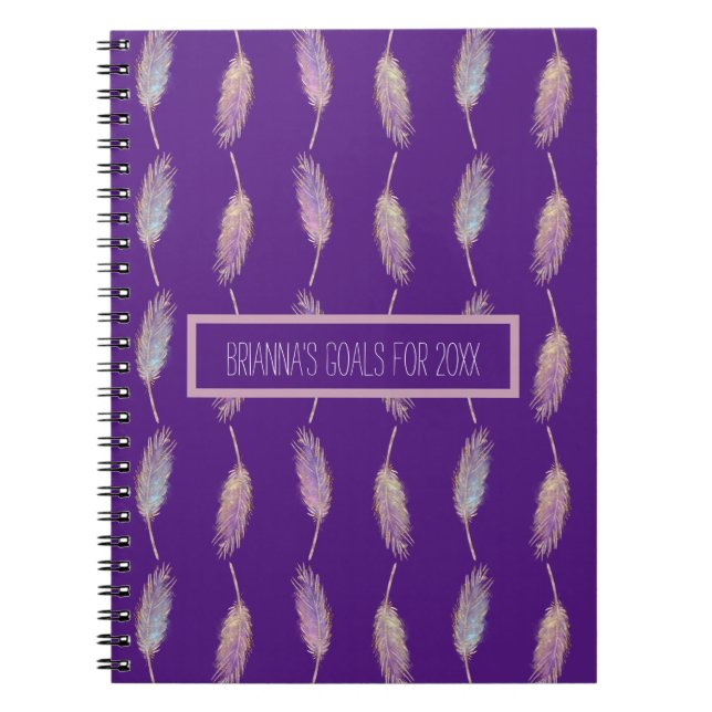 Caderno Espiral Notebook de Objetivos de Penas bonito (Frente)