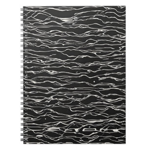 Caderno Espiral Notebook de ondas minimalistas - Elegan preto e br