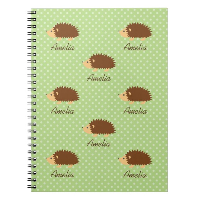 Caderno Espiral Notebook de ouriço cômodo com padrão bolinhas (Frente)