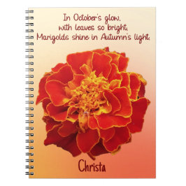 Caderno Espiral Notebook de outubro Marigold Birth Flower Spiral