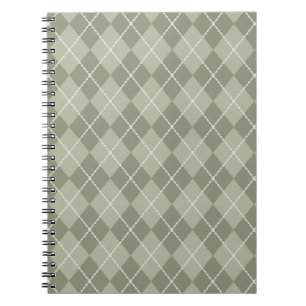 Caderno Espiral Notebook de padrão Argyle verde