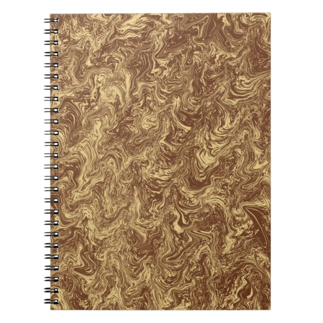 Caderno Espiral Notebook de padrão de espiral líquida marrom (Frente)