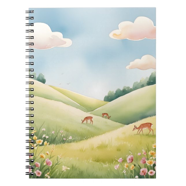 Caderno Espiral Notebook de paisagem de campo pacífico (Frente)
