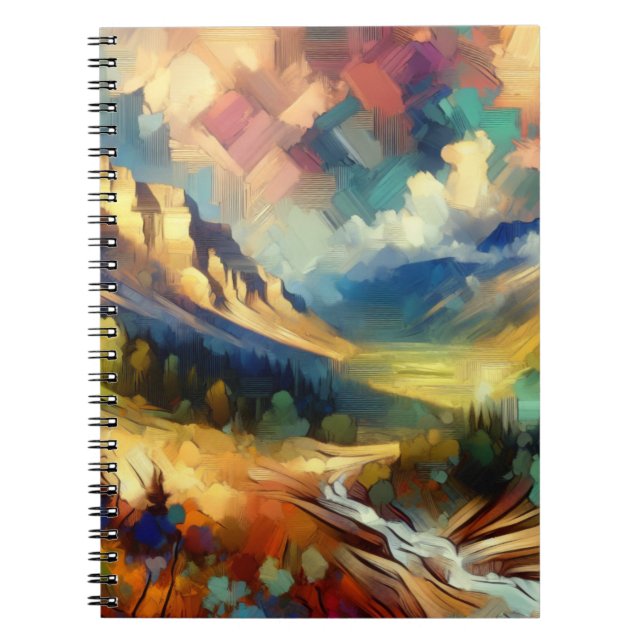 Caderno Espiral Notebook de paisagem solar do Vale do ouro (Frente)