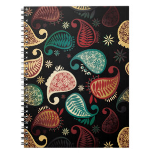 Caderno Espiral Notebook de Paisley Escuro