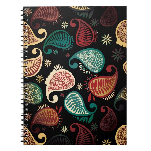 Caderno Espiral Notebook de Paisley Escuro (Frente)