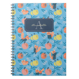 Caderno Espiral Notebook de "Panda Vermelha" Azul Personalizado