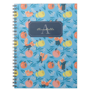 Caderno Espiral Notebook de "Panda Vermelha" Azul Personalizado