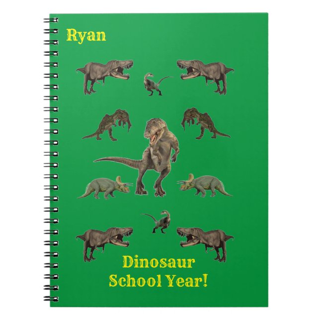 Caderno Espiral Notebook de papel de enrolamento do dinossauro (Frente)