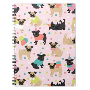 Caderno Espiral Notebook de Partido Pug