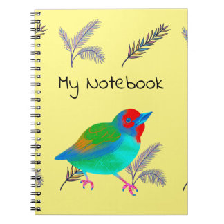 Caderno Espiral Notebook de pássaro multicolorido
