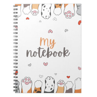 Caderno Espiral Notebook de patas de gatos giros