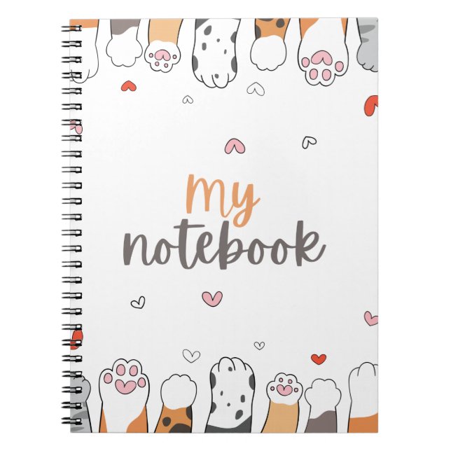 Caderno Espiral Notebook de patas de gatos giros (Frente)