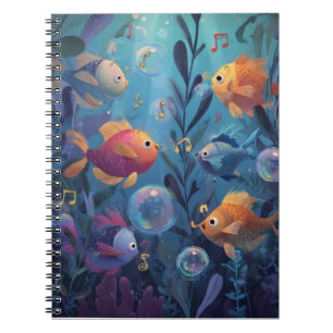 Caderno Espiral Notebook de peixes de profundidade musicais