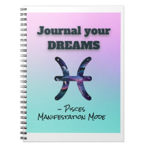 Caderno Espiral Notebook de peixes - Diário de Sonho para Manifest