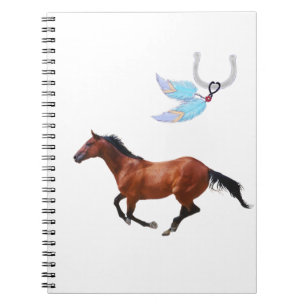 Caderno Espiral Notebook de Penas com Cavalos Geneticamente Modifi