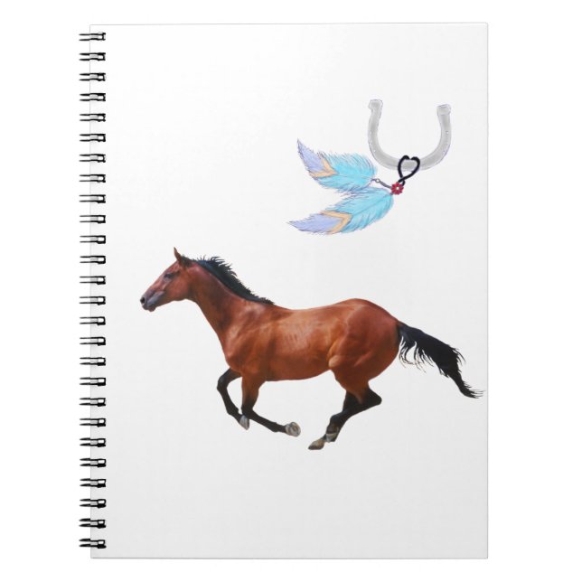 Caderno Espiral Notebook de Penas com Cavalos Geneticamente Modifi (Frente)