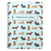 Notebook de pequeno cão azul claro