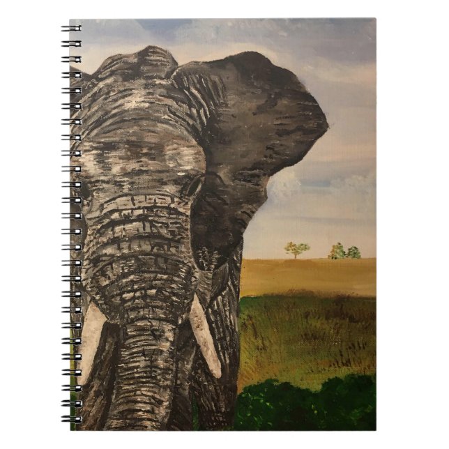 Caderno Espiral Notebook de pintura de elefante africano (Frente)