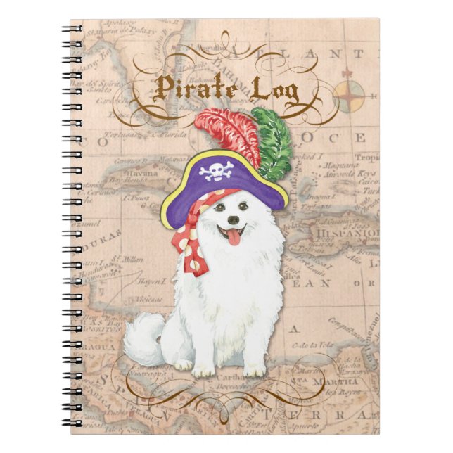 Caderno Espiral Notebook de pirata de cães esquimo americano (Frente)