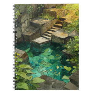 Caderno Espiral Notebook de Piscina de Selva Oculto