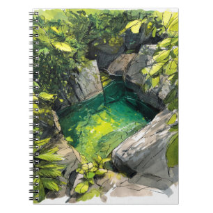 Caderno Espiral Notebook de Piscina Selva Secreta