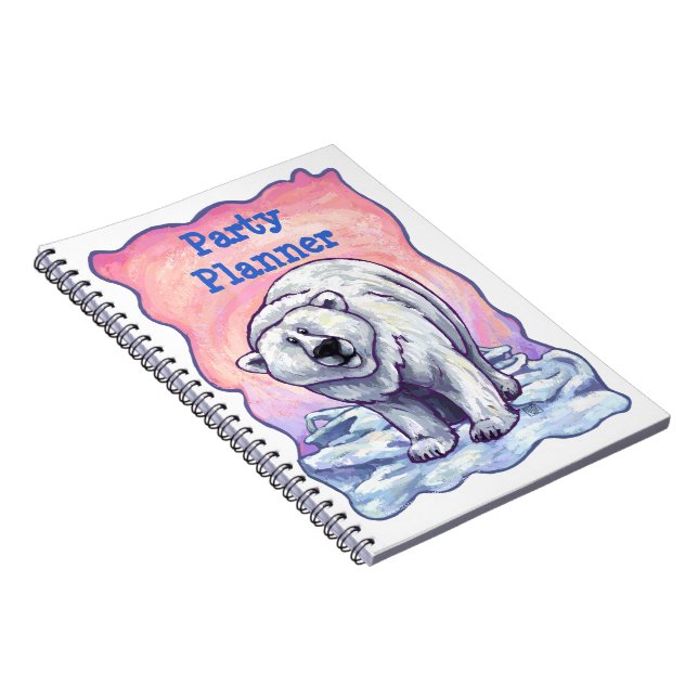 Caderno Espiral Notebook de Planejador de Partido do Urso Polar (Lado Direito)