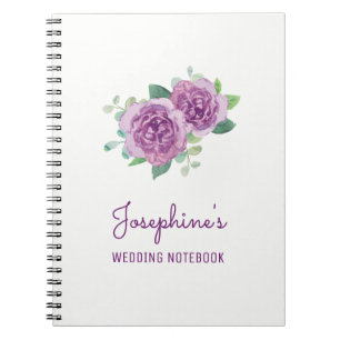 Caderno Espiral Notebook de Planejamento de Casamento de Rosa Roxo