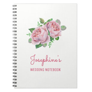 Caderno Espiral Notebook de Planejamento de Casamento Rosa Rosa Ro