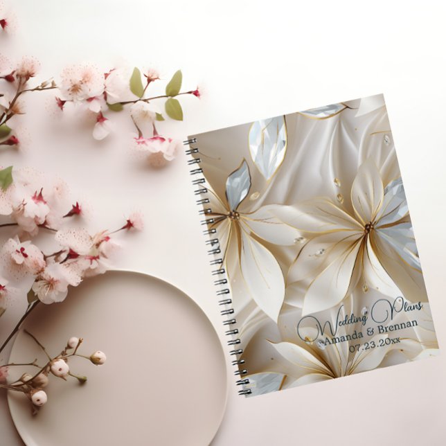 Caderno Espiral Notebook de Planos de Casamento de Satin Floral Do (Criador carregado)