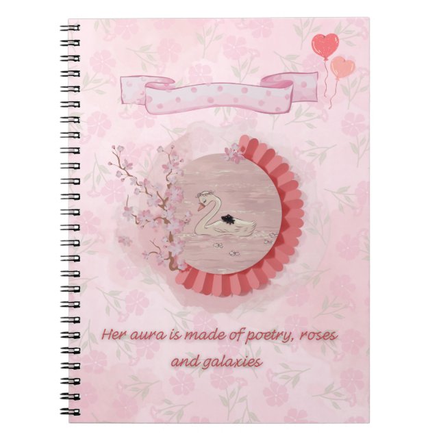 Caderno Espiral Notebook de poesia e Rosas (Frente)
