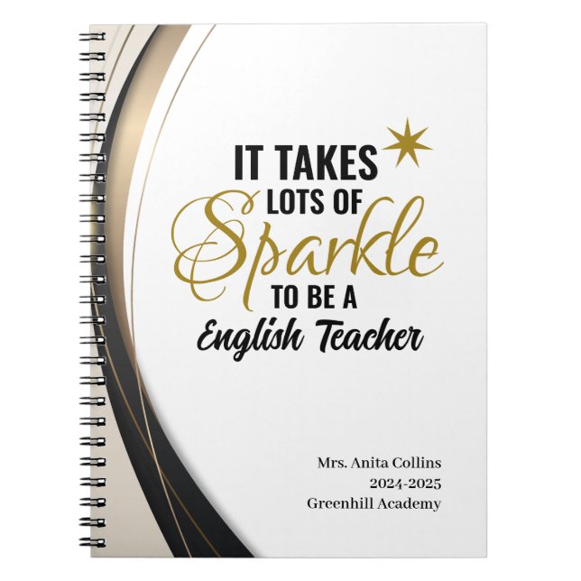 Caderno Espiral Notebook de professor de inglês personalizado Spar (Frente)