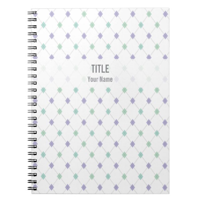 Caderno Espiral Notebook de Projeto Personalizável: Mint & Lilac A (Frente)