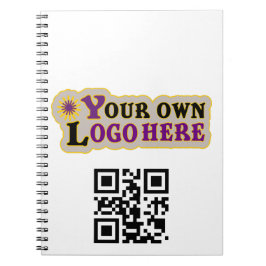 Caderno Espiral Notebook de QR frontal personalizado e texto