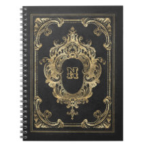 Notebook de quadro ornamentado preto e Dourado