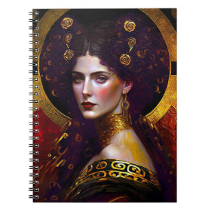 Caderno Espiral Notebook de rainha deusa inspirado pelo Klimt