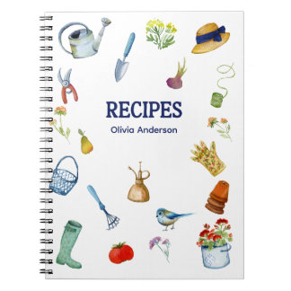 Caderno Espiral Notebook de recebimento de jardinagem de aquarela