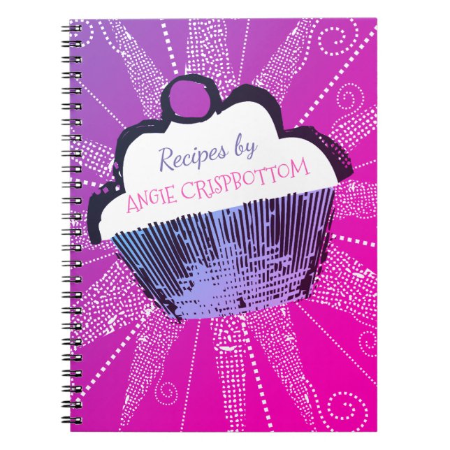 Caderno Espiral notebook de receita de panificação de cupcake pop  (Frente)