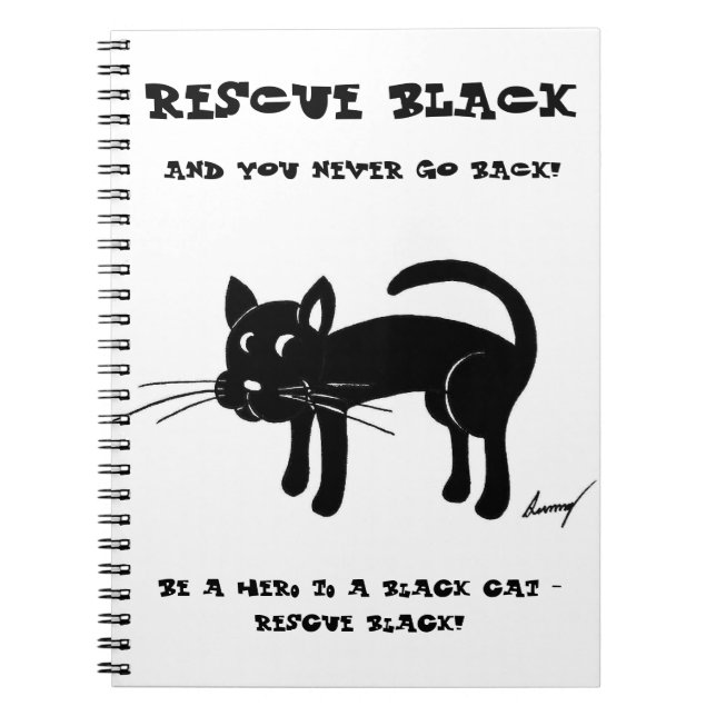 Caderno Espiral Notebook de resgate de gatos pretos (Frente)