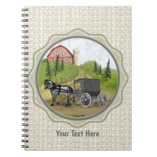Caderno Espiral Notebook de retorno Amish Buggy