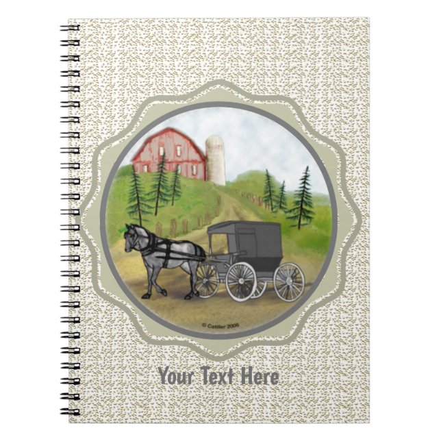 Caderno Espiral Notebook de retorno Amish Buggy (Frente)