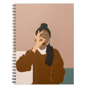 Caderno Espiral Notebook de retrato feminino minimalista