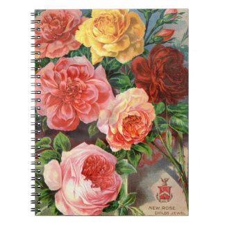 Caderno Espiral Notebook de Rosas Botânicos VTG