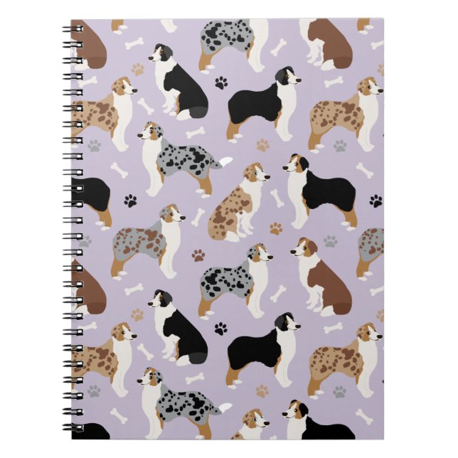 Caderno Espiral Notebook de Shepherd e Paws australiano (Frente)